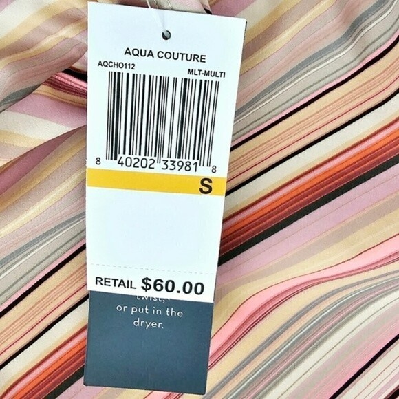 New! Aqua Couture One Shoulder Boho Stripes Tie Knot Bow One Piece Swimsuit - Picture 9 of 12